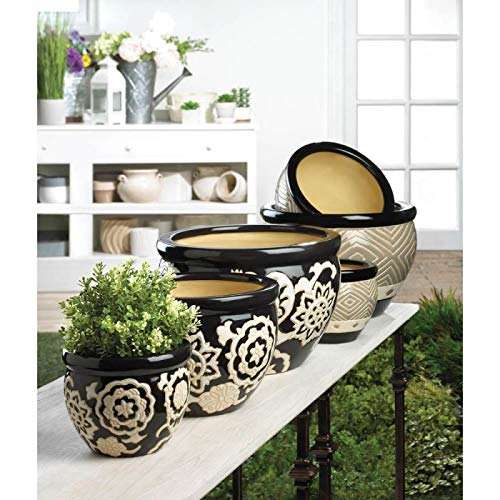 Festive Floral Ceramic Planter Set