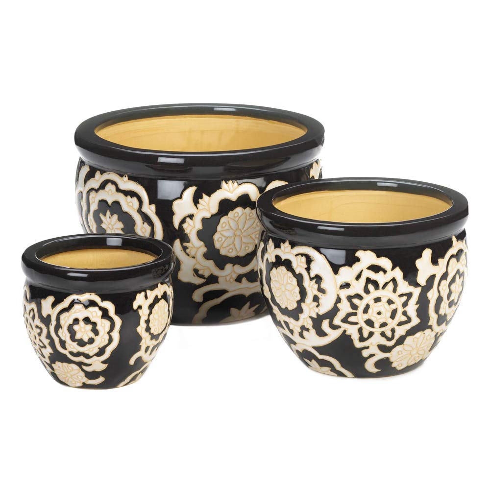 Festive Floral Ceramic Planter Set